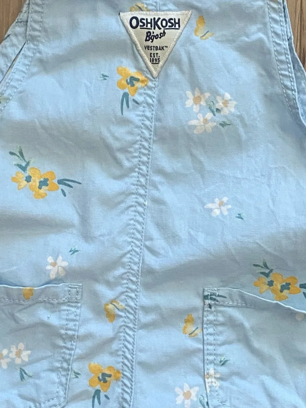 OshKosh B'gosh Blue Floral Shortalls Overalls Size 3T